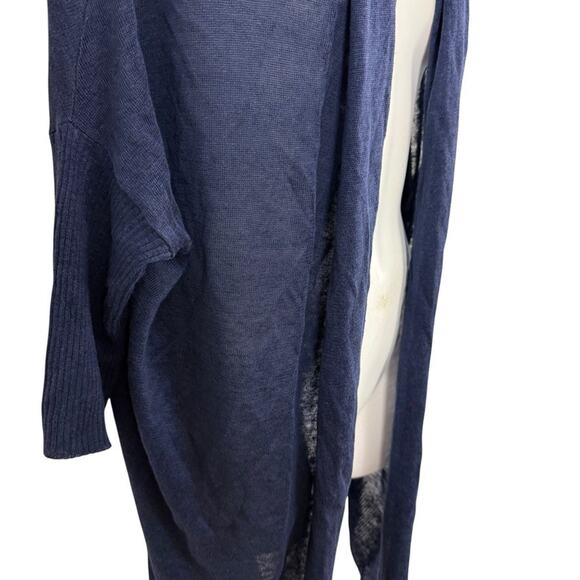 Pure Amici Womens Open 100% Linen Longline Cardigan Sweater Navy Blue sz 1 / M - Picture 3 of 16